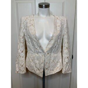 BCBG Max Azria White Lace Bowie Jacket, Size M